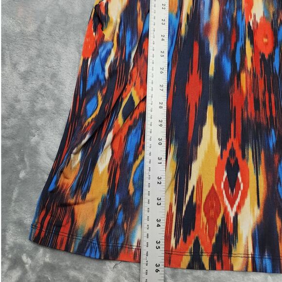Emma & Michele Dress Womens S Multicolor Ikat Print Stretch Faux Wrap Pockets - Picture 8 of 9